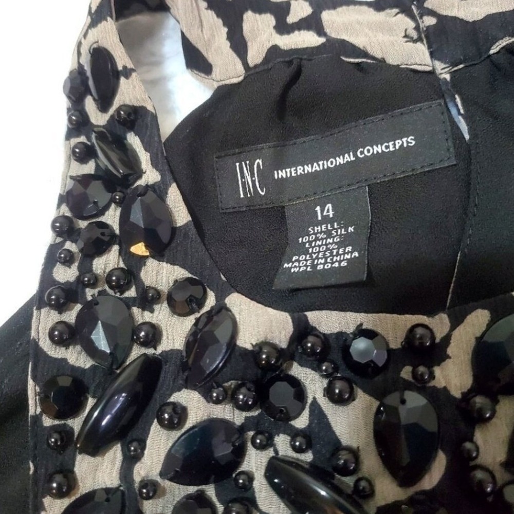 INC International Concepts Sleeveless Ruffled Abstract Print Party‎ Silk Dress14 - Picture 12 of 14